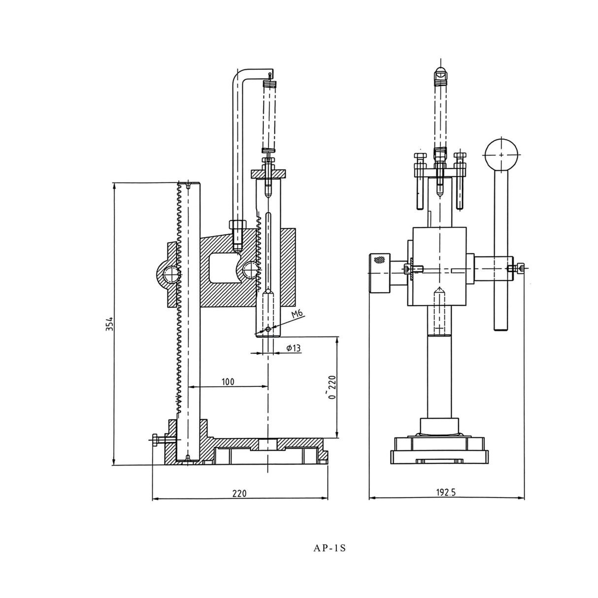 Adjustable Head and Stroke AP-1S Arbor Press, Spring-Return Manual Press Machine, 1 Ton Manual Press Punching Machine