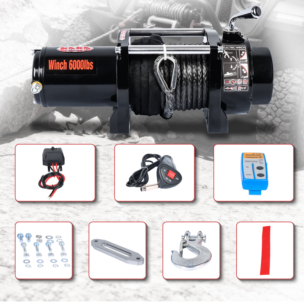 Kang Industrial Electric Winch ATW-6000S, 6000LB Electric Winch for 4x4 Offroad