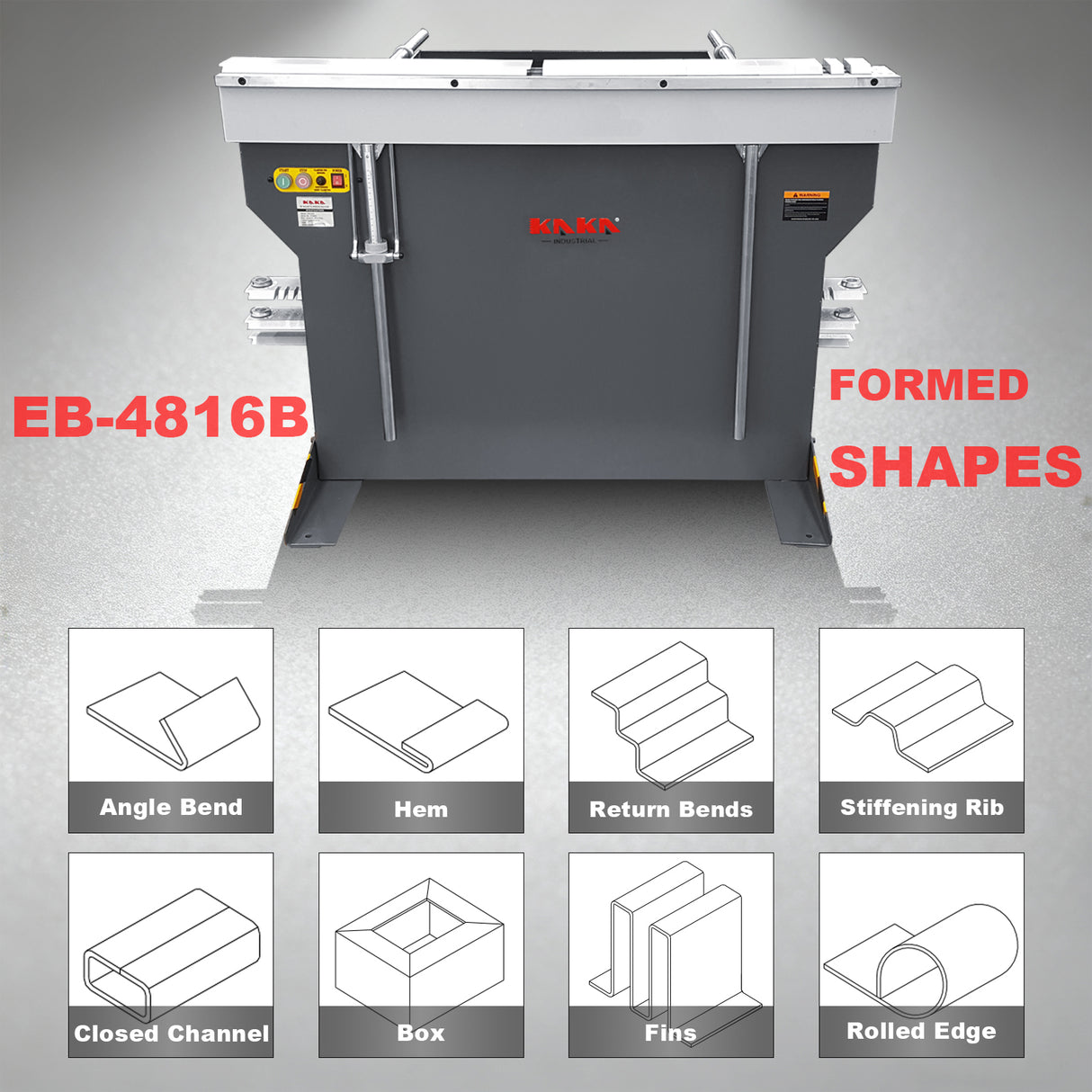 Magnetic Panbrake Folder EB-4816B, 1250mm x 1.6mm Mild Steel, 6-Ton Electromagnetic Pan Brakes, 180° Sheet Metal Bender