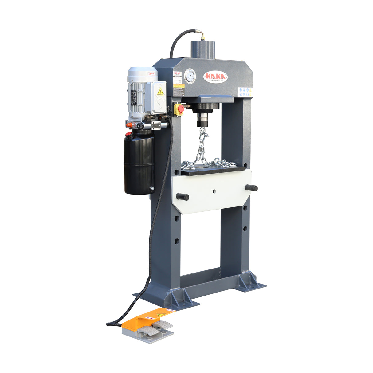 Motorised Hydraulic Press HP-25F with Foot Pedal, 25 Tonne Pressure for Workshop & Garage, Double Acting Cylinder Shop Press