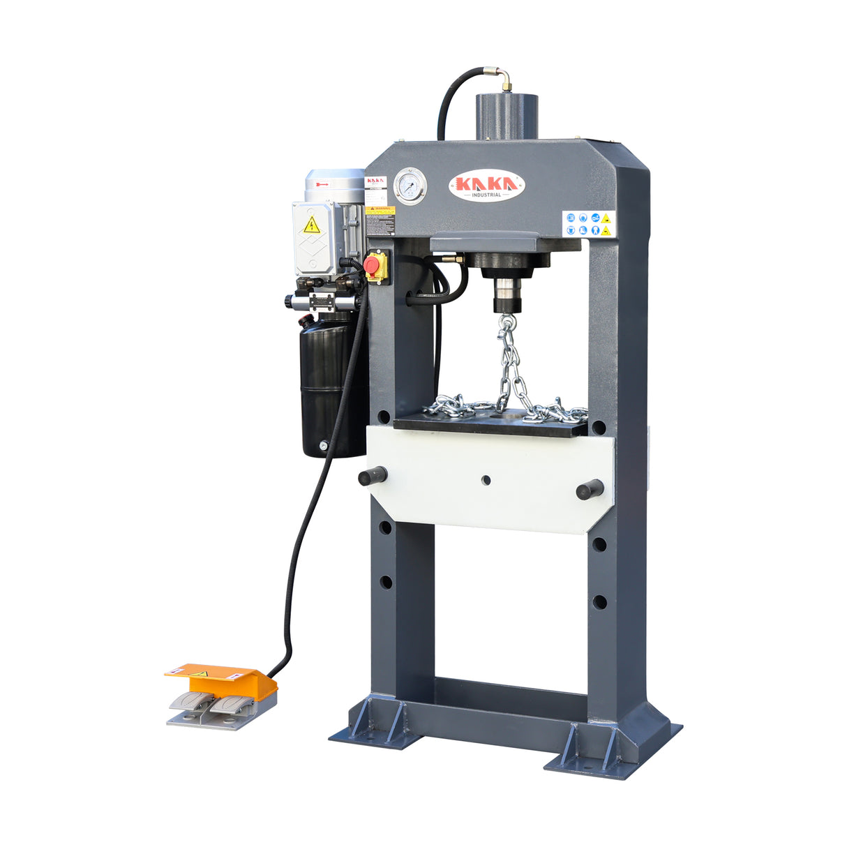 Motorised Hydraulic Press HP-25F with Foot Pedal, 25 Tonne Pressure for Workshop & Garage, Double Acting Cylinder Shop Press