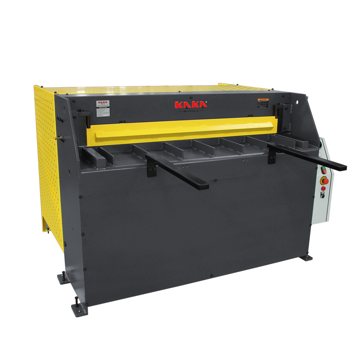 The KANG Industrial HQ01-5214B Hydraulic Guillotine is a high-performance cutting machine designed for industrial workshops. With a cutting capacity of 1320x2mm on mild steel and powered by a 3-phase motor, this guillotine ensures efficient and precise cutting of materials.