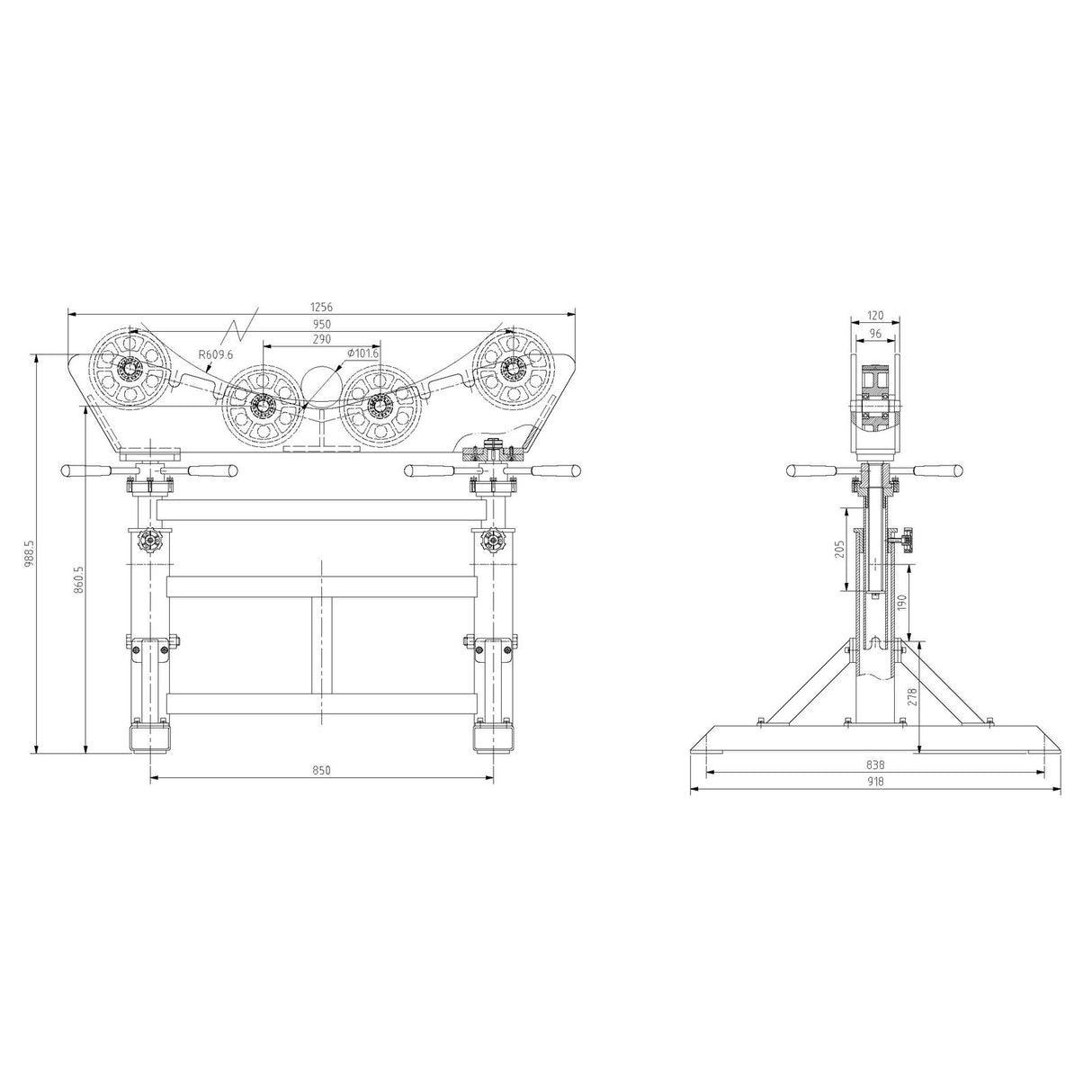 Roller Stand MR3000A, 3 Tonne Capacity Roller Support Stand, TALL Welding Pipe Stands
