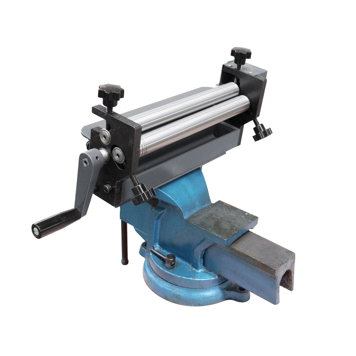 Manual Sheet Plate Curving Roller SJ-300, Vice-Mounted Sheet Metal Roller with 5 Wire Grooves, 300x1.0mm Sheet Roll Bender