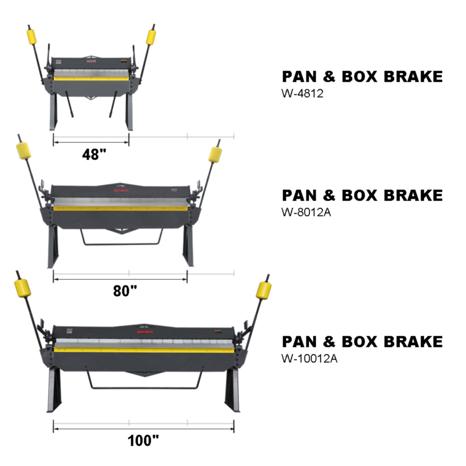 KANG Industrial W-4812 1220mm Heavy-Duty Manual Panbrake, 2.5mm Mild Steel Bending width, High Versatility and Durability Sheet Metal Box Pan Brake