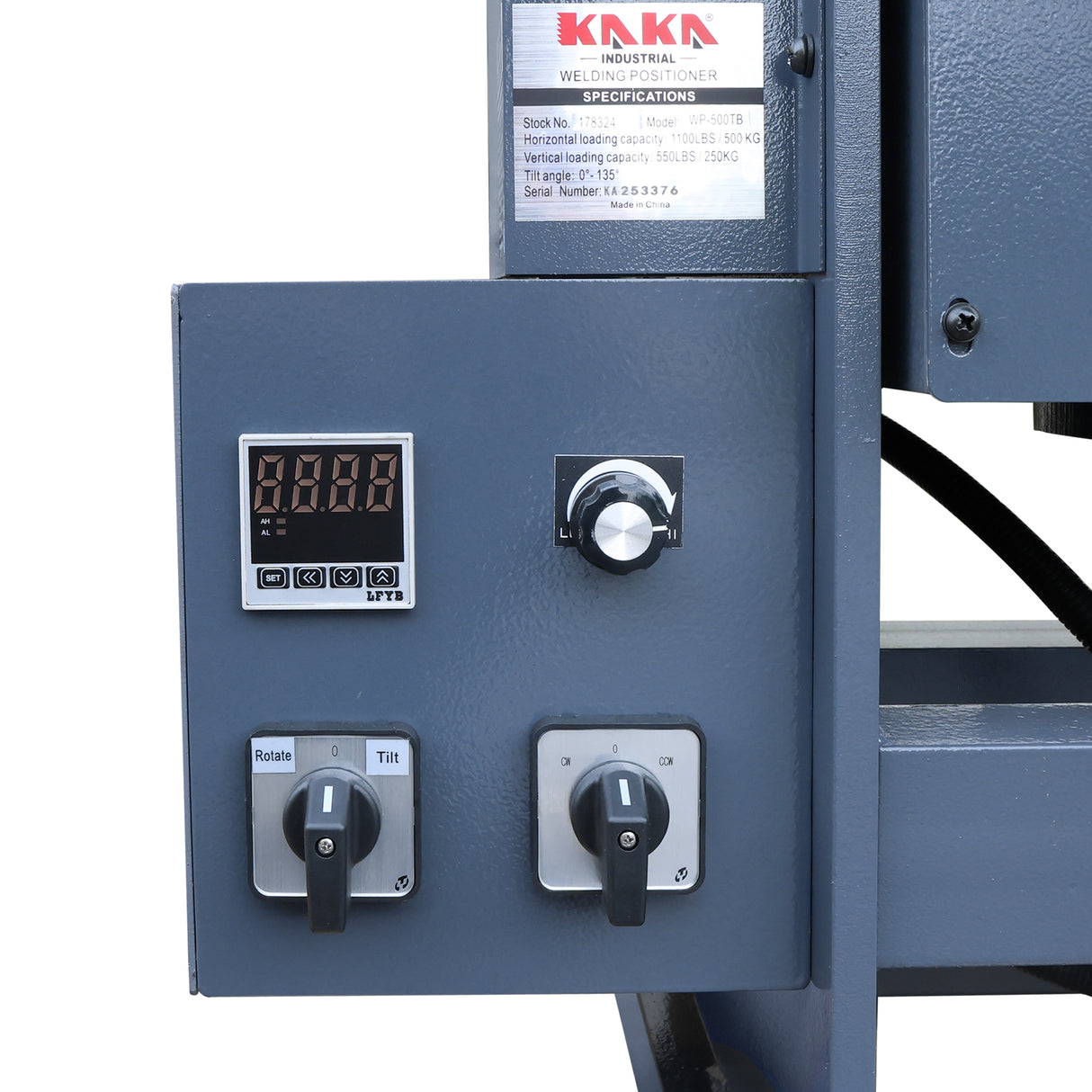 Welding Positioner WP-500TB with 170mm Spindle Bore, 500kg Rotary Welding Table, Tilting Turntable with Digital Speed Readout