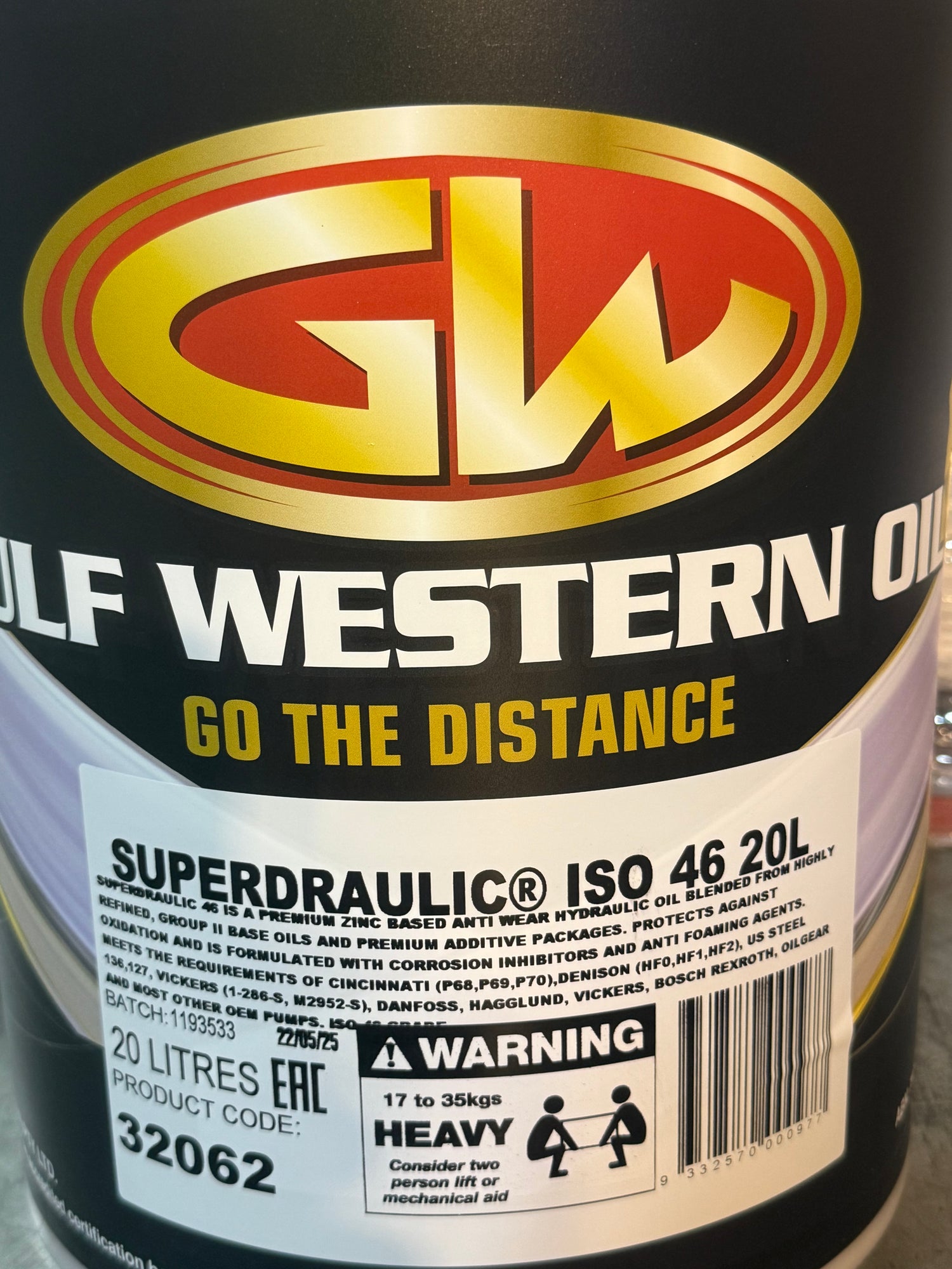 Superdraulic 46 Hydraulic Oil, 20 Liter