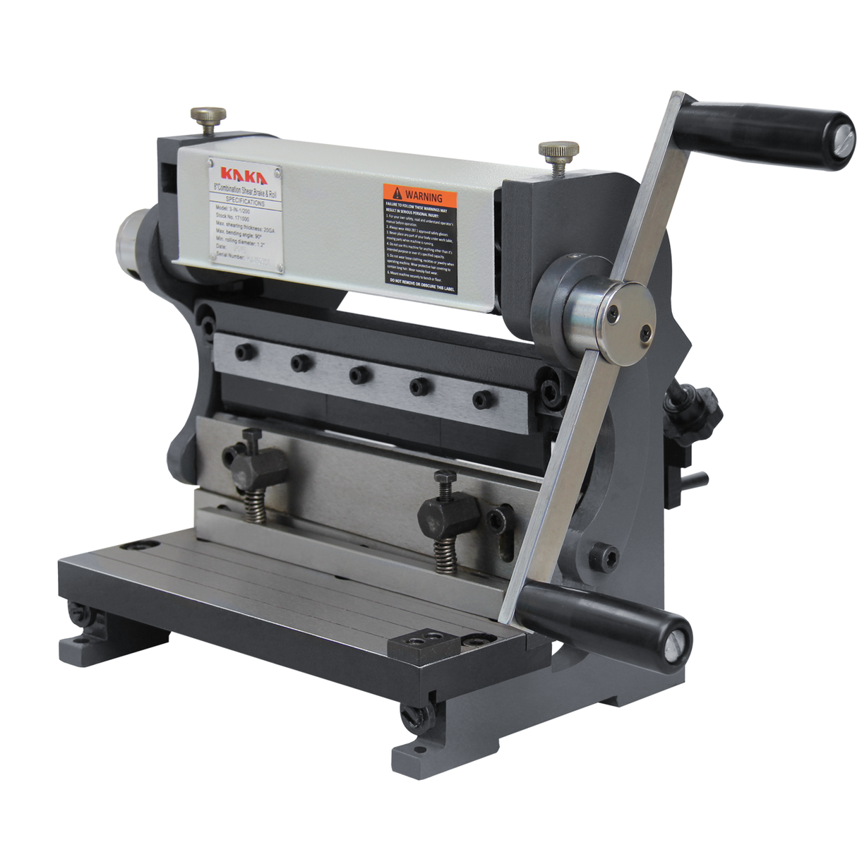 KANG Industrial 3-IN-1/8, 200mm Combination Sheet Metal Brake,Shear Press Brake 1.0mm Capacity, Shears and Slip Roll Machine, for hobbyists, DIY enthusiasts, and professional fabricators