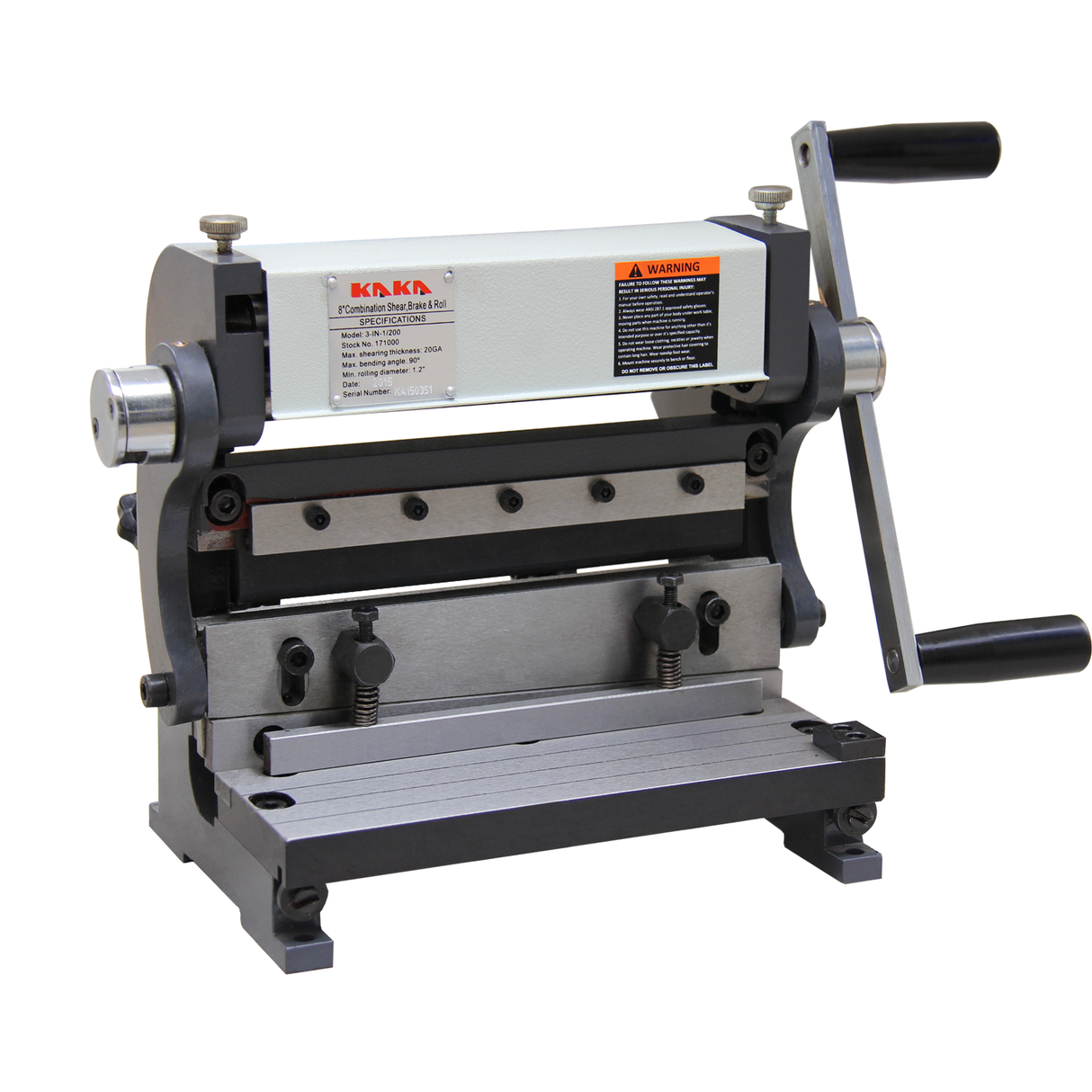 KANG Industrial 3-IN-1/8, 200mm Combination Sheet Metal Brake,Shear Press Brake 1.0mm Capacity, Shears and Slip Roll Machine, for hobbyists, DIY enthusiasts, and professional fabricators