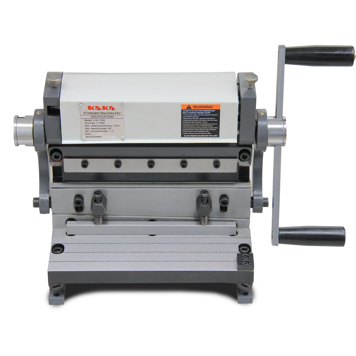 KANG Industrial 3-IN-1/8, 200mm Combination Sheet Metal Brake,Shear Press Brake 1.0mm Capacity, Shears and Slip Roll Machine, for hobbyists, DIY enthusiasts, and professional fabricators