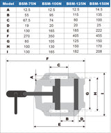 bench drill vice specifications