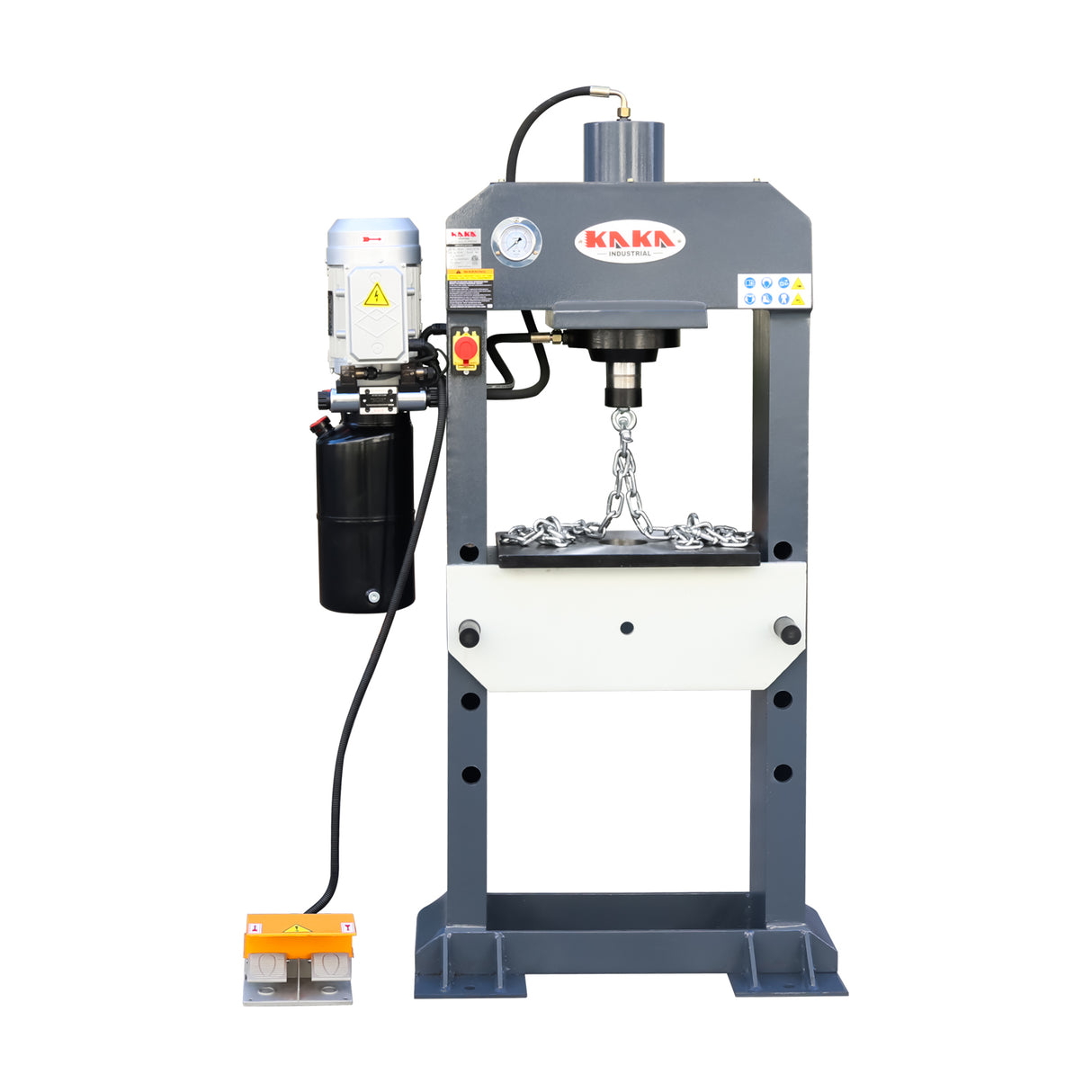 Motorised Hydraulic Press HP-25F with Foot Pedal, 25 Tonne Pressure for Workshop & Garage, Double Acting Cylinder Shop Press
