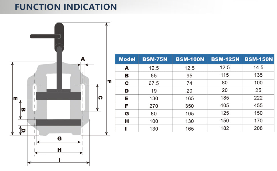 Drill Press Vice BSM-75N, 80mm Jaw Width & 55mm Jaw Opening Clamping Vice