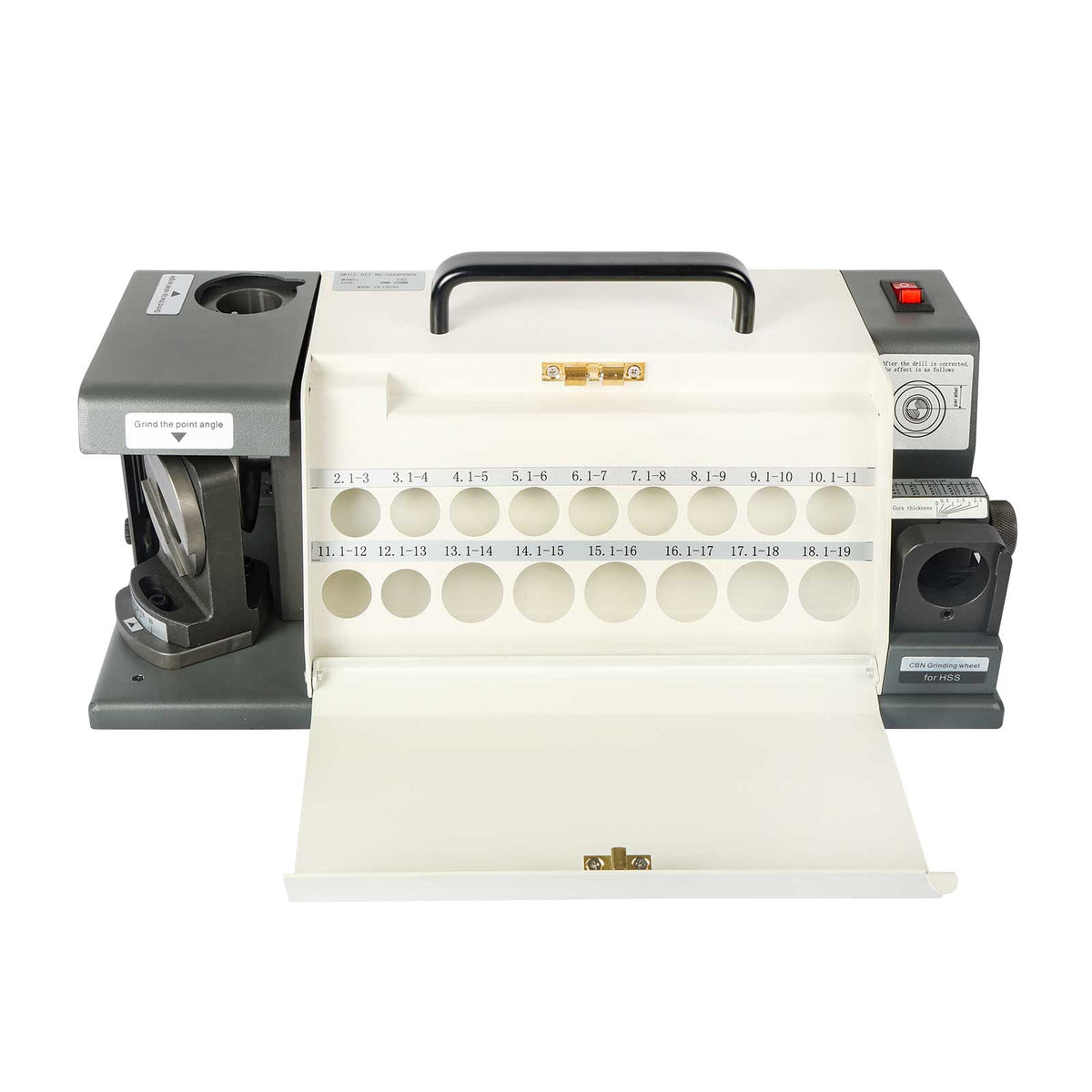 Drill Bits Sharpener and Grinder TX-Z20,  C/W 18 Collets Precision Drill Sharpener, 95°-140° Point Angle Adjustable Drill Bit Re-Sharpener,