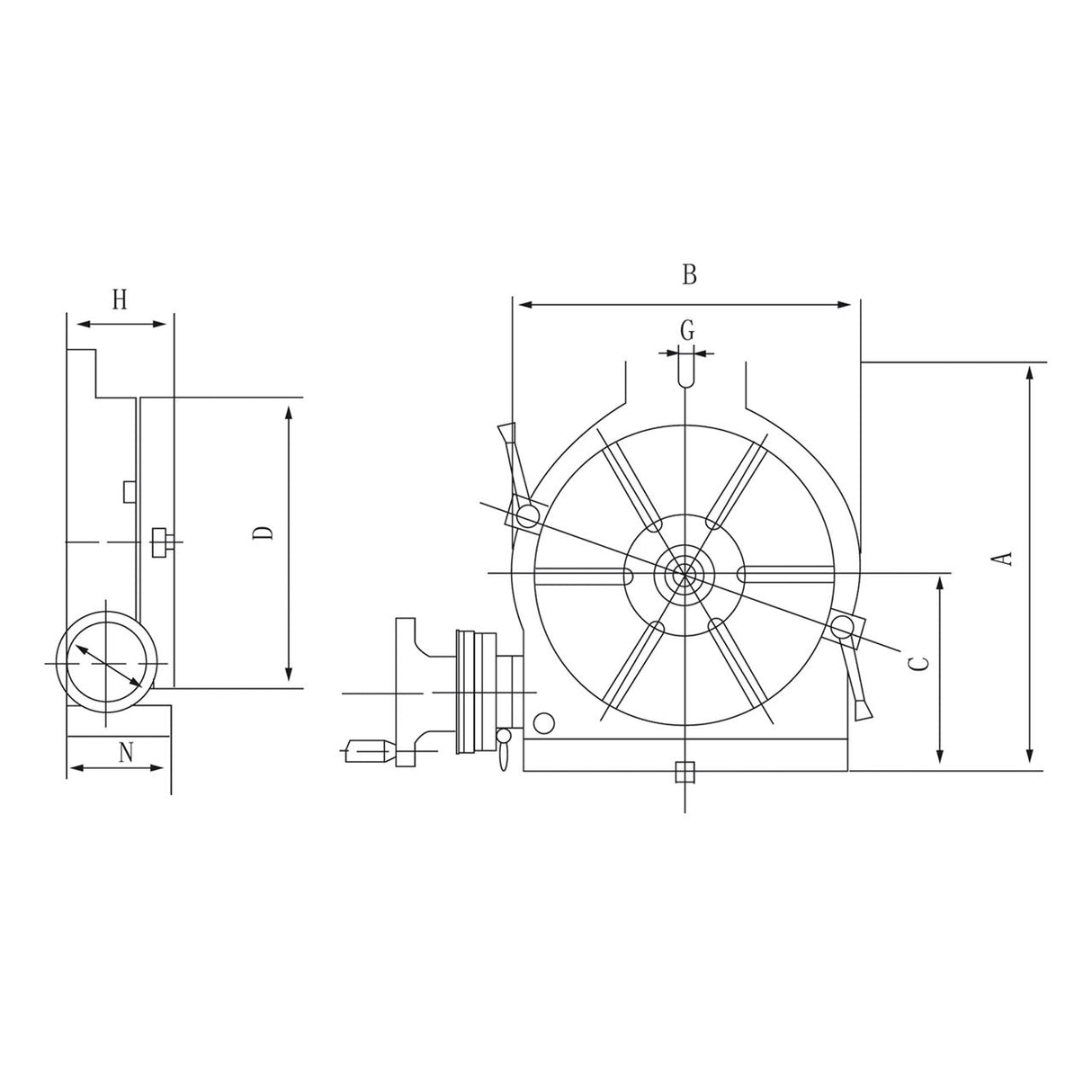 Kang Industrial HV-10 Horizontal and Vertical Rotary Table, 250mm Table Dia. for Milling Machine